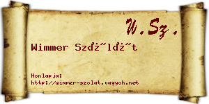 Wimmer Szólát névjegykártya